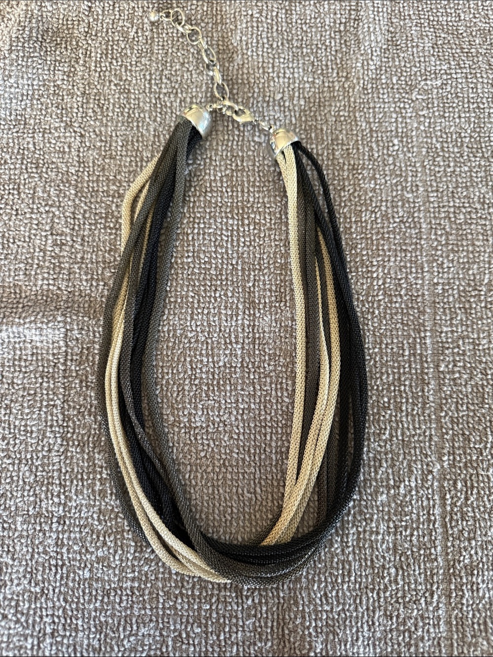 Multi-Strand Black and Silver Statement Necklace